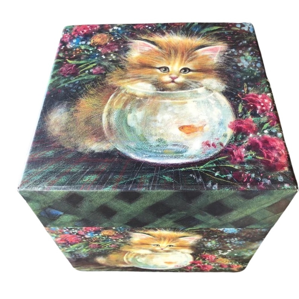 Bobs Boxes ”Curious Kittens” RA Lang Company storage box cute kitten fishbowl🧡